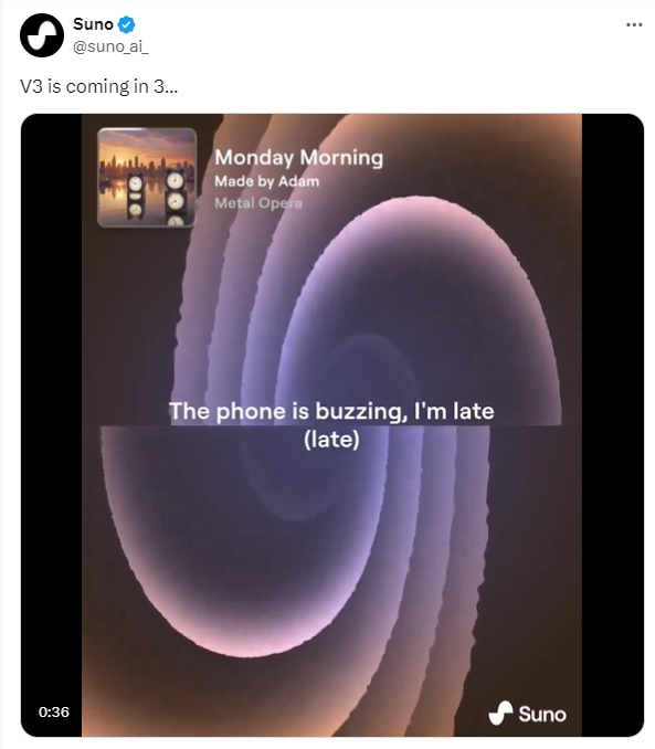 Suno AI即将推出革命性suno v3模型,音乐创作或将迎来全新时代