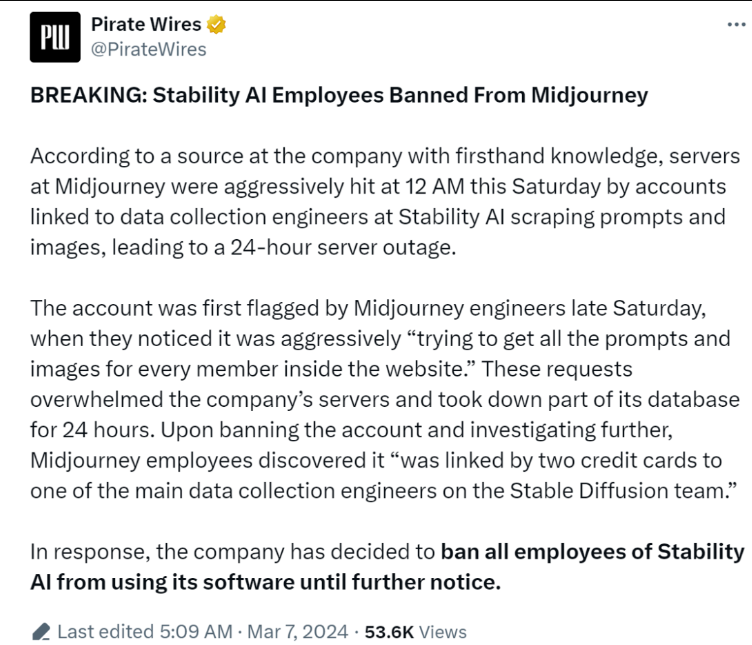 Midjourney封禁Stability AI:数据安全与道德责任引发热议