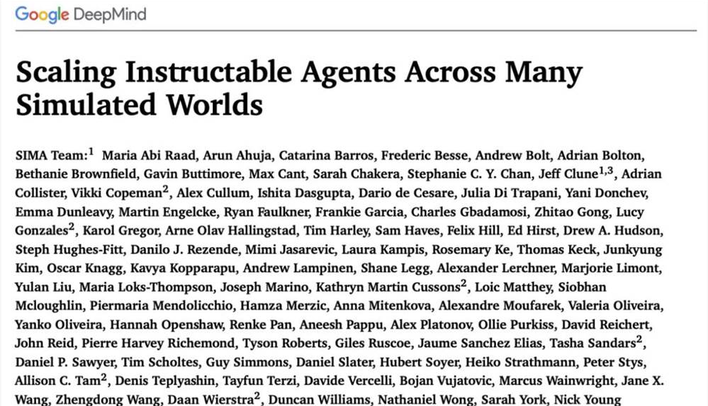 DeepMind推出全新游戏AI智能体SIMA:自然语言引领玩转虚拟世界