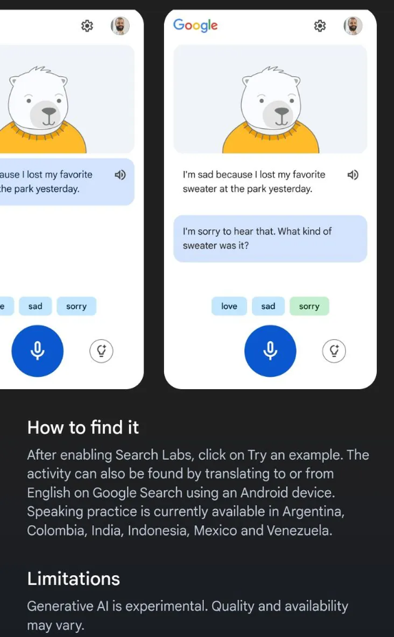 谷歌全新AI功能亮相:陪你练英语口语,打破语言学习壁垒