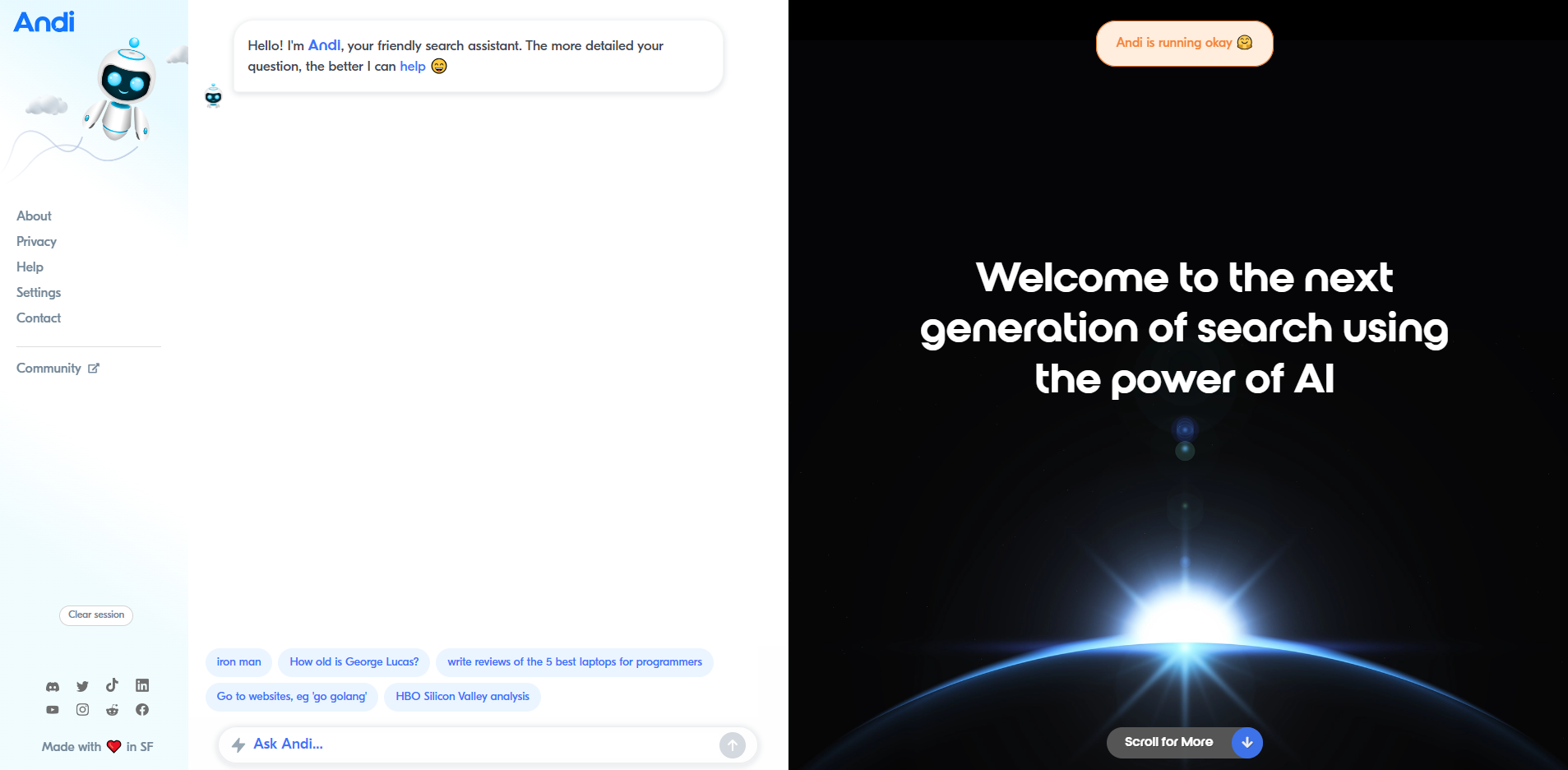 最佳AI搜索引擎推荐:Andi,让搜索变得更智能