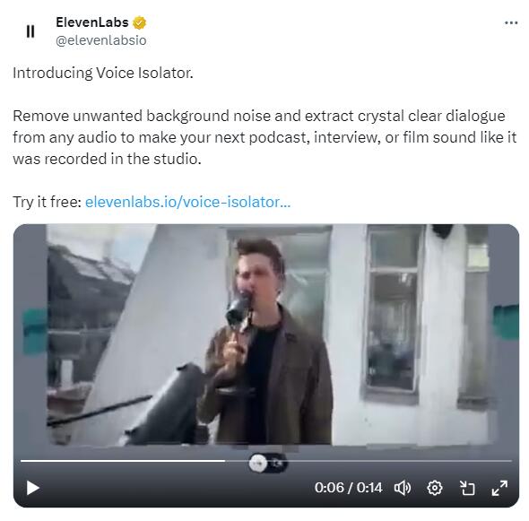 ElevenLabs VOICE ISOLATOR震撼登场,音频消音神器重塑音频制作新纪元